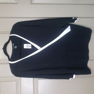 NWT Sandra woman black & white surplice bust rayon nylon top size 2X